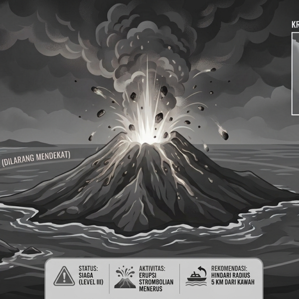 Gunung Anak Krakatau Erupsi Menerus, PVMBG Imbau Warga Jauhi Radius 5 Kilometer