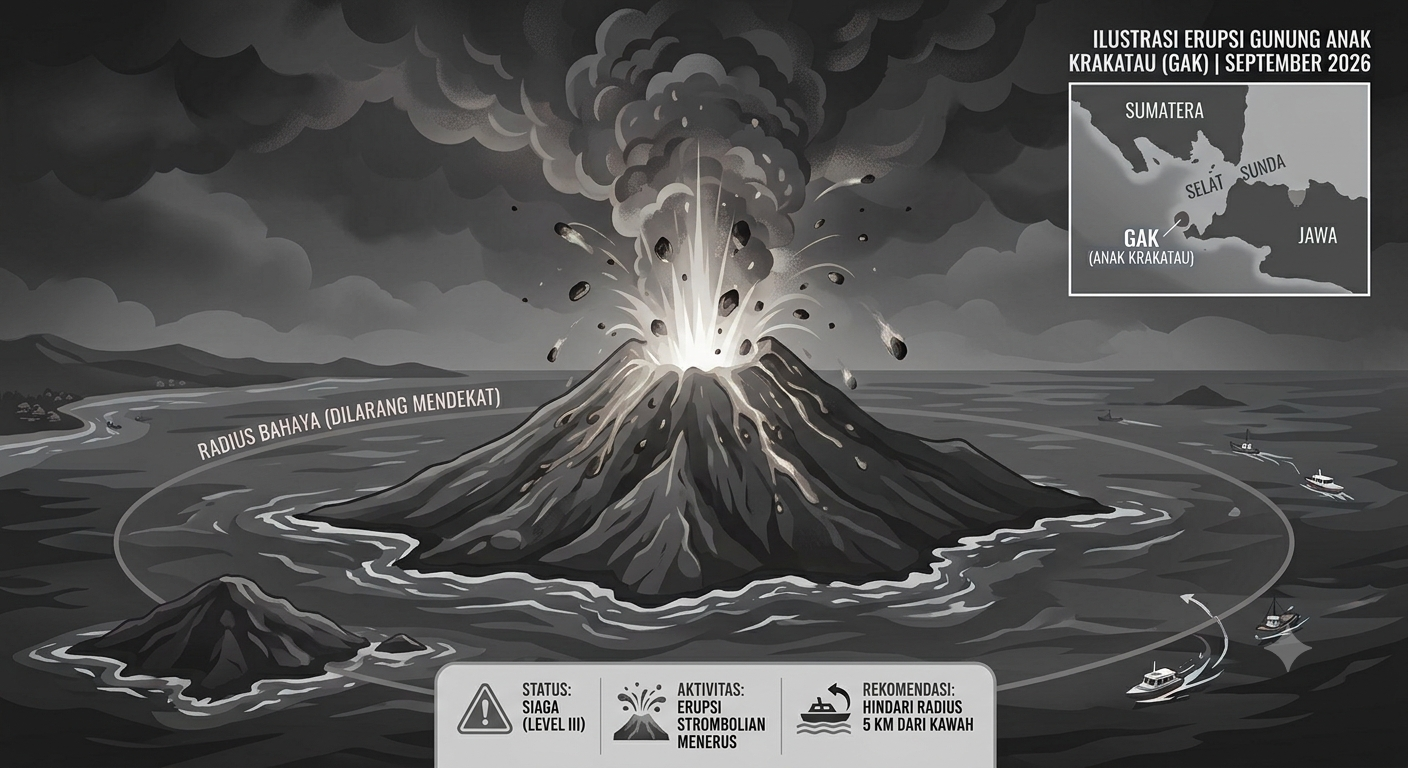 Gunung Anak Krakatau Erupsi Menerus, PVMBG Imbau Warga Jauhi Radius 5 Kilometer
